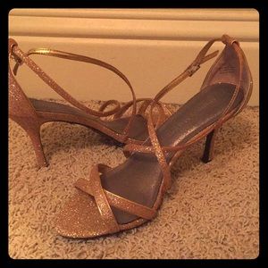 Gold Glitter Strapy Heels